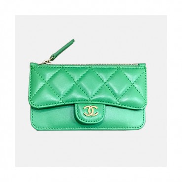 Chanel 2019 Ladies Wallet / Card Purse - 샤넬 2019 여성용 레더 중지갑  / 카드지갑 ,CHAW0027,13cm.그린(금장)