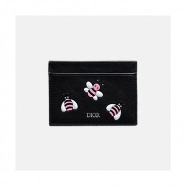 Dior x Kaws 2019 Ladies Leather Card Purse,10.5cm - 디올 x 카우스 2019 여성용 레더 카드 지갑  DIOW0003 ,10.5CM,블랙
