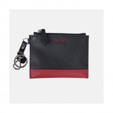 Prada 2019 Saffiano Card Purse / Wallet / Key Holder  1TT080  - 프라다 사피아노 남여공용 카드 퍼스/지갑/키 홀더 PRAW0008,12CM.블랙+레드