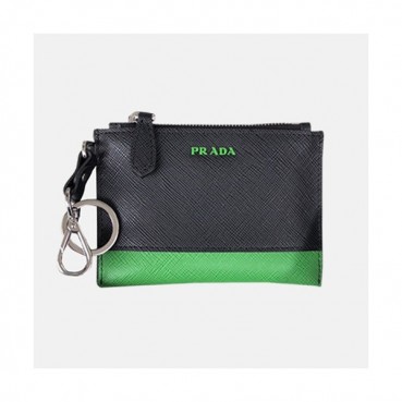 Prada 2019 Saffiano Card Purse / Wallet / Key Holder  1TT080  - 프라다 사피아노 남여공용 카드 퍼스/지갑/키 홀더 PRAW0007,12CM.블랙+그린