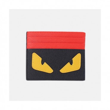 Fendi 2019 Leather Card Purse - 펜디 남여공용 레더 카드 퍼스 FENW0029.Size(10.5cm).블랙+레드