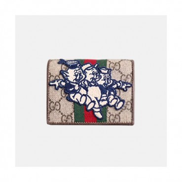 Gucci 2019 Card Case With Three Little Pigs  557803 - 구찌 아기 돼지 삼형제 카드 케이스 동전 지갑  GUW0020.Size(11CM).브라운