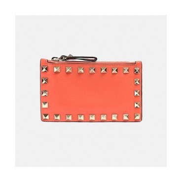 Valentino 2019 Womens Rockstud Leather Card Cace - 발렌티노 여성 락스터드 레더 카드지갑 Val0163x.Size(13.5cm).오렌지