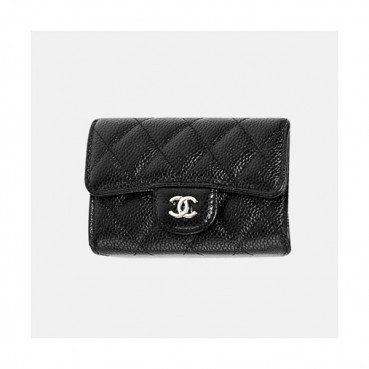 Chanel 2019 Womens CC Logo Cavier Card Holder - 샤넬 여성 cc로고 캐비어 카드 홀더 Cnl0334x.Size(11.5cm).블랙