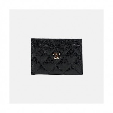 Chanel 2019 Womens CC Logo Cavier Card Holder - 샤넬 여성 cc로고 캐비어 카드 지갑 Cnl0331x.Size(11cm).블랙