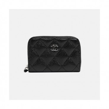 Chanel 2019 Womens CC Logo Cavier Zip Round Card Holder - 샤넬 여성 cc로고 캐비어 지퍼돌이 카드 지갑 Cnl0330x.Size(10.5cm).블랙