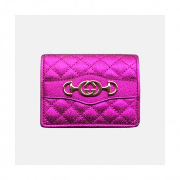 Gucci 2019 Laminated Leather Bifold Purse 536353 - 구찌 라미네이트 가죽 카드 반지갑 푸시아 Guc0553x.11CM.핑크