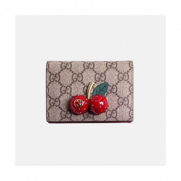 Gucci GG Supreme Card Case With Cherries  - 구찌 체리 장식 GG 수프림 카드 케이스 GUC0243 11CM