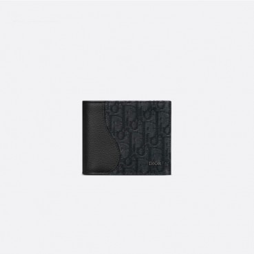 디올 남성 블랙 반지갑 - Dior Mens Black Half Wallets 