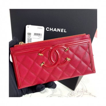 Chanel 2021 Women's Leather Wallet,19cm,CHAW0137 - 샤넬 2021 여성용 레더 장지갑,19cm,레드