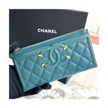 Chanel 2021 Women's Leather Wallet,19cm,CHAW0136 - 샤넬 2021 여성용 레더 장지갑,19cm,블루