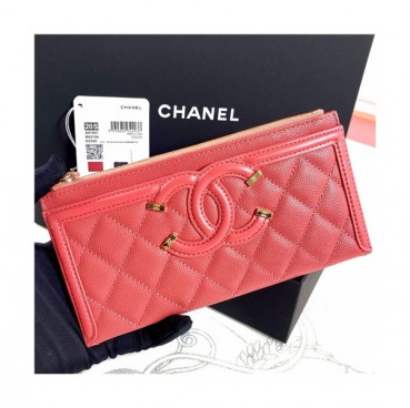 Chanel 2021 Women's Leather Wallet,19cm,CHAW0135 - 샤넬 2021 여성용 레더 장지갑,19cm,핑크