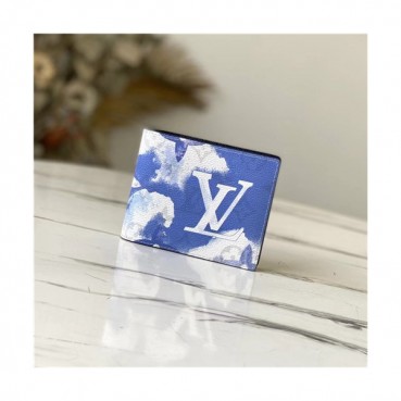Louis Vuitton 2021 Men's Leather Wallet,11.5cm,M80458,LOUWT0497 - 루이비통 2021 남성용 레더 반지갑,11.5cm,블루