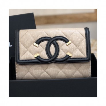 Chanel 2021 Women's Leather Wallet,15cm - 샤넬 2021 여성용 레더 반지갑,15cm,CHAW0129,베이지