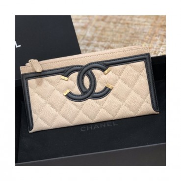 Chanel 2021 Women's Leather Wallet,19cm - 샤넬 2021 여성용 레더 장지갑,19cm,CHAW0126,베이지