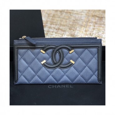 Chanel 2021 Women's Leather Wallet,19cm - 샤넬 2021 여성용 레더 장지갑,19cm,CHAW0125,네이비