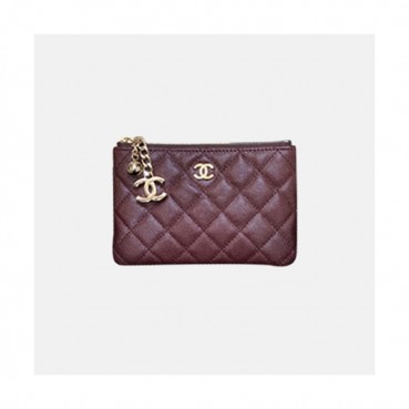 Chanel 2021 Women's Leather Coin purse 11cm - 샤넬 2021 여성용 레더 코인퍼스,11cm,CHAW0094,와인
