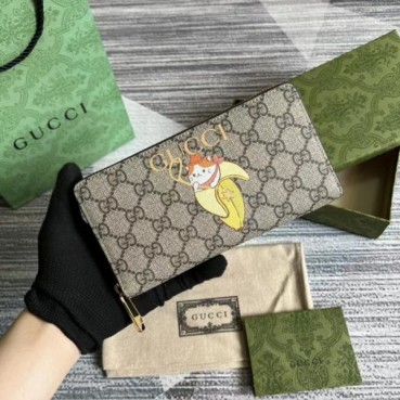 Gucci 2023 Ladies Leather Wallet ,616765 - 구찌 2023 여성용 레더 장지갑,GUW0160.Size(19cm), 브라운