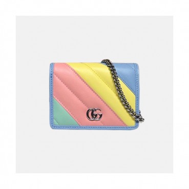 Gucci 2020 Ladies Leather Chain Wallet ,625693- 구찌 2020 여성용 레더 체인 반지갑,GUW0157.Size(11cm), 옐로우핑크