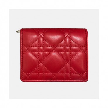 Dior 2020 Ladies Leather Wallet,11cm - 디올 2020 여성용 레더 반지갑  DIOW0016 ,11CM,레드