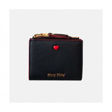 MiuMiu 2019 Leather Wallet 5ML023 - 미우미우 2019 레더 여성용 반지갑 MIUW0007, 블랙