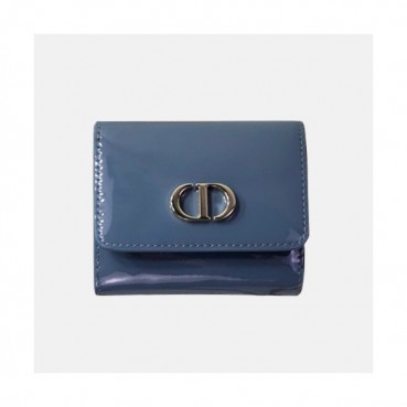 Dior 2019 Ladies CD Buckle Leather Wallet,10cm - 디올 2019 여성용 CD 버클 레더 반지갑  DIOW0014 ,10CM,블루