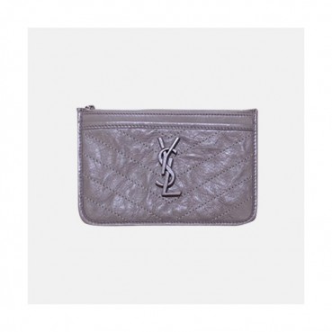 Saint Laurent 2019 Niki Leather Wallet,583577 - 입생로랑 2019 니키 여성용 레더 장지갑 SLW0059.21cm,그레이