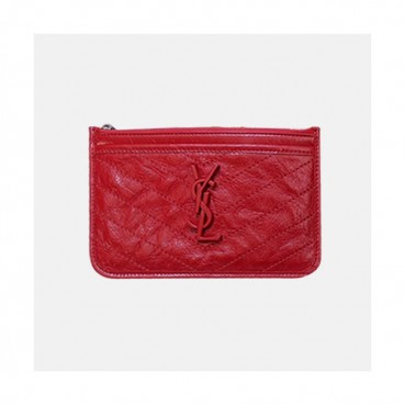 Saint Laurent 2019 Niki Leather Wallet,583577 - 입생로랑 2019 니키 여성용 레더 장지갑 SLW0058.21cm,레드