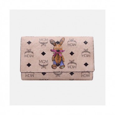 MCM 2019 Ladies PVC Canvas Wallet - 엠씨엠 2019 여성용 PVC 캔버스 중지갑 MCMB0009, 14cm,베이지