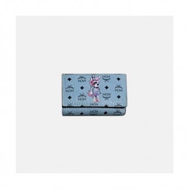 MCM 2019 Ladies PVC Canvas Wallet - 엠씨엠 2019 여성용 PVC 캔버스 중지갑 MCMB0008, 14cm,스카이블루