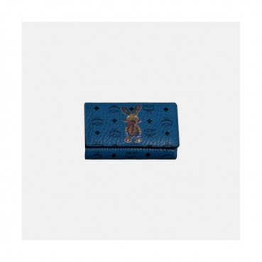 MCM 2019 Ladies PVC Canvas Wallet - 엠씨엠 2019 여성용 PVC 캔버스 중지갑 MCMB0006, 14cm,블루
