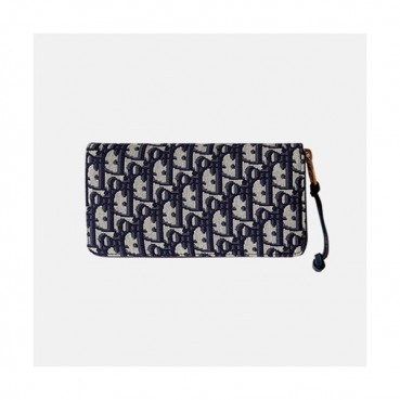 Dior 2019 Ladies Zip Round Wallet,20cm - 디올 2019 여성용 지퍼 라운드 장지갑  DIOW0011 ,20CM,네이비