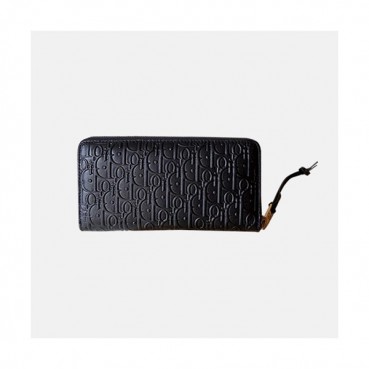 Dior 2019 Ladies Leather Zip Round Wallet,20cm - 디올 2019 여성용 레더 지퍼 라운드 장지갑  DIOW0010 ,20CM,블랙