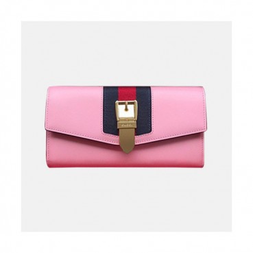 Gucci 2019 Ladies Sylvie Wallet 476084 - 구찌 2019 실비 여성용 장지갑  GUW0104.Size(19CM).핑크