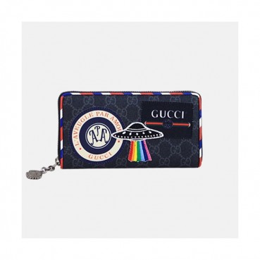 Gucci 2019 Supreme Canvas & Leather Zip Round Wallet  473909 - 구찌 슈프림 남여공용 캔버스 & 레더 지퍼 라운드 장지갑  GUW0102,Size(19cm).블랙