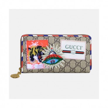 Gucci 2019 Supreme Canvas & Leather Zip Round Wallet  473909 - 구찌 슈프림 남여공용 캔버스 & 레더 지퍼 라운드 장지갑  GUW0101,Size(19cm).브라운