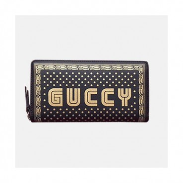 Gucci 2019 Print Leather Zip Round Wallet  510488 - 구찌 프린트 남여공용 레더 지퍼 라운드 장지갑  GUW0098.Size(19cm).블랙