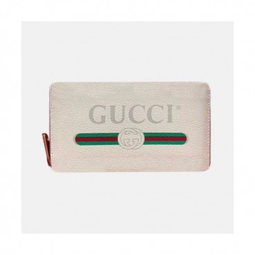 Gucci 2019 Logo Leather Zip Round Wallet  496317 - 구찌 로고 남여공용 레더 지퍼 라운드 장지갑  GUW0094.Size(19cm).화이트