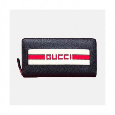 Gucci 2019 Stripe Leather Zip Wallet  459138 - 구찌 남여공용 스트라이프 레더 지퍼 장지갑  GUW0091.Size(21cm).블랙