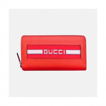 Gucci 2019 Stripe Leather Zip Wallet  459138 - 구찌 남여공용 스트라이프 레더 지퍼 장지갑  GUW0090.Size(21cm).레드