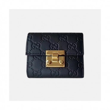 Gucci 2019 Padlock Leather Wallet,453155 - 구찌 패드락 레더 반지갑 GUW0071.Size(11CM),블랙