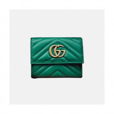 Gucci 2019 Marmont Matelasse Leather Wallet  474802 - 구찌 마몬트 마틀라세 여성용 레더 반지갑  GUW0038.Size(12.5cm).그린