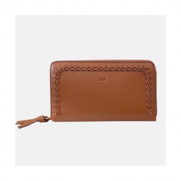 Chloe 2019 Ladies Leather Zip Round Wallet,19cm - 끌로에 2019 여성용 레더 지퍼 라운드 장지갑  CLW0005,19CM,브라운