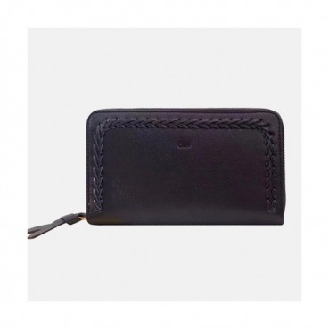 Chloe 2019 Ladies Leather Zip Round Wallet,19cm - 끌로에 2019 여성용 레더 지퍼 라운드 장지갑  CLW0004,19CM,블랙