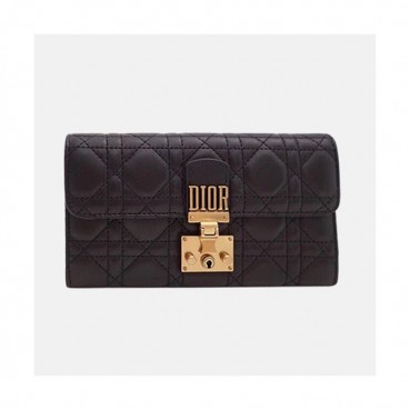 Dior 2019 Addict Ladies Leather Wallet,19cm - 디올 2019 어딕트 여성용 레더 장지갑  DIOW0009 ,19CM,블랙