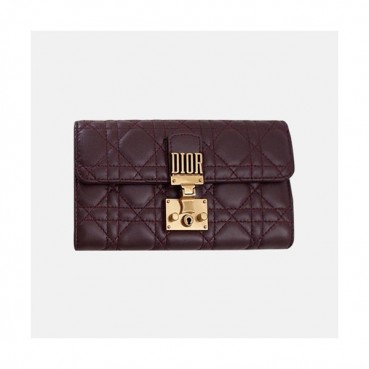 Dior 2019 Addict Ladies Leather Wallet,19cm - 디올 2019 어딕트 여성용 레더 장지갑  DIOW0007 ,19CM,다크와인