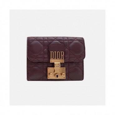 Dior 2019 Addict Ladies Leather Wallet,11.5cm - 디올 2019 어딕트 여성용 레더 반지갑  DIOW0004 ,11.5CM,다크와인