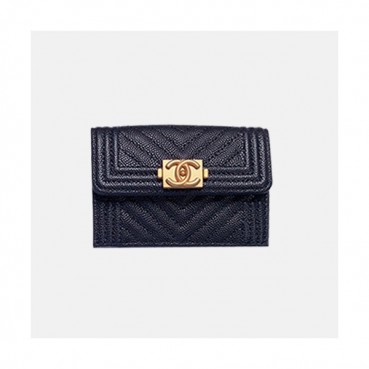 Chanel 2019 Ladies Small Wallet / Card Purse - 샤넬 2019 여성용 레더 반지갑 / 카드 퍼스  ,CHAW0057,12cm.블랙
