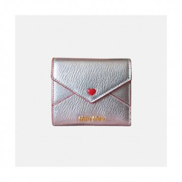 MiuMiu 2019 Madras Leather Wallet Love 5MH014 - 미우미우 2019 하트 버튼 지갑 MIU0119X 11CM