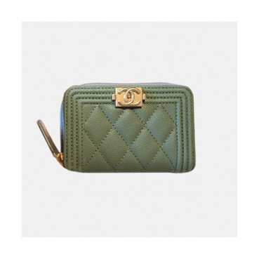 Chanel 2019 Ladies Wallet / Coin Purse / Card Purse  - 샤넬 2019 여성용 레더 반지갑 / 동전지갑 / 카드지갑 ,CHAW0021,11.5cm.그린